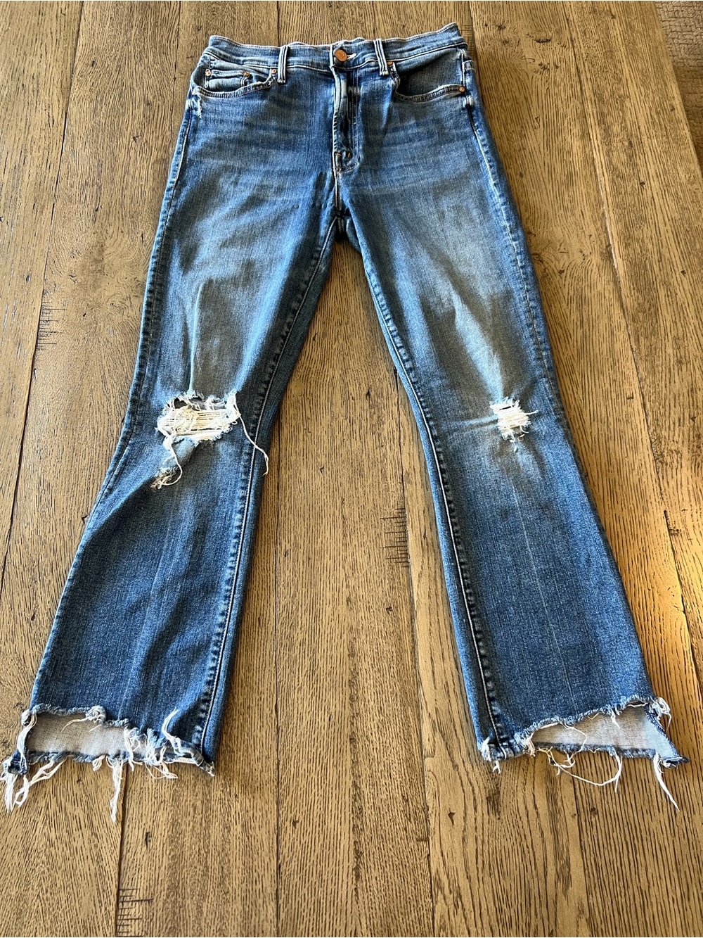 MOTHER The Insider Crop Step Chew Jeans Dancing on Coals 28